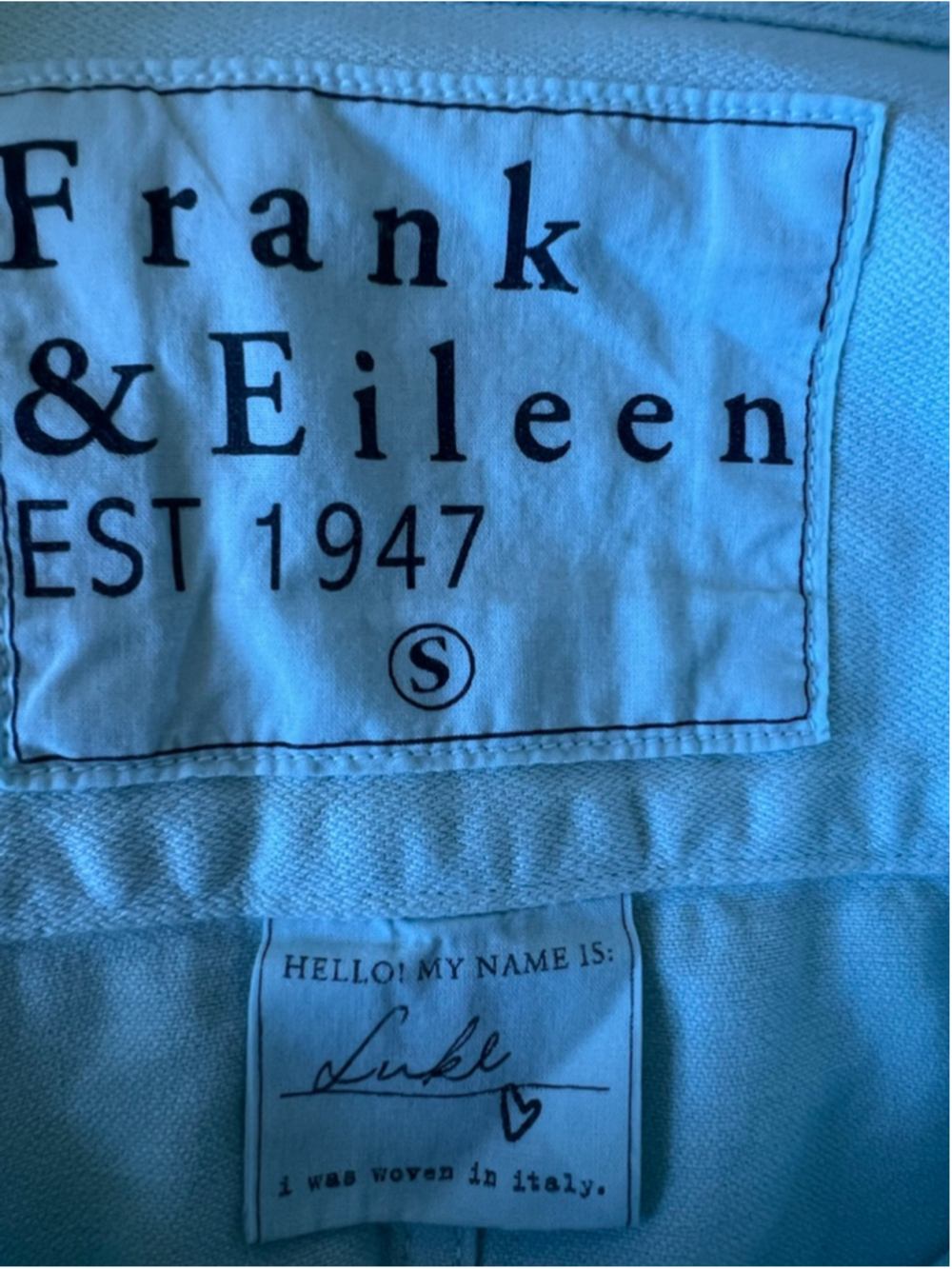 New Frank & Eileen Light Aqua Button Down Denim Shirt S - Picture 4 of 5